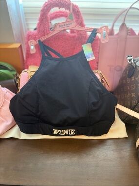 PINK Victoria's Secret by Victoria's Secret Black High-Neck Sports Bra